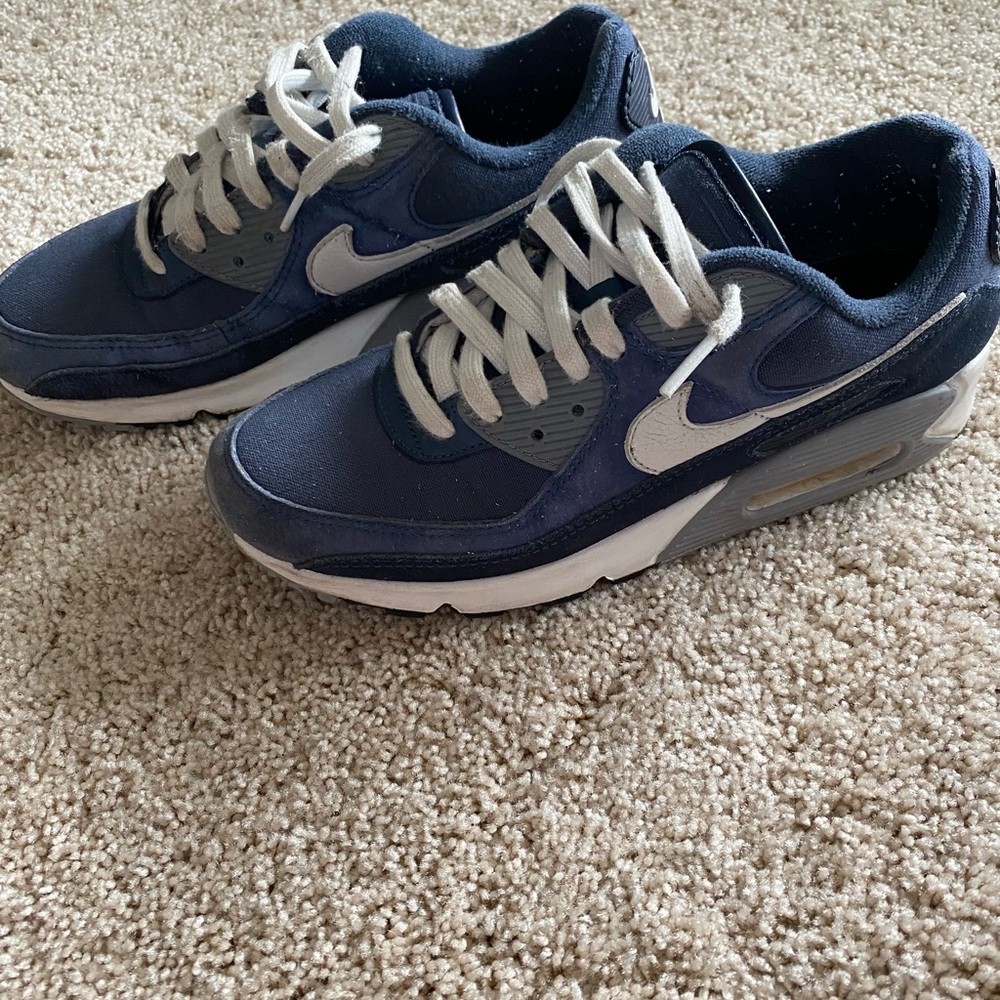 Nike Navy and White Air Max 90 Sneakers Size 9